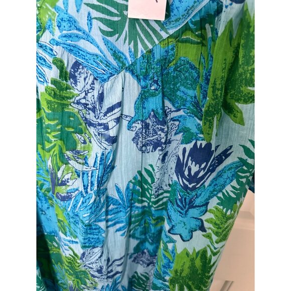 New Sante Classics O/S Plus Womens Blue Floral Tropical Print Tunic Dress Cotton - Picture 6 of 6